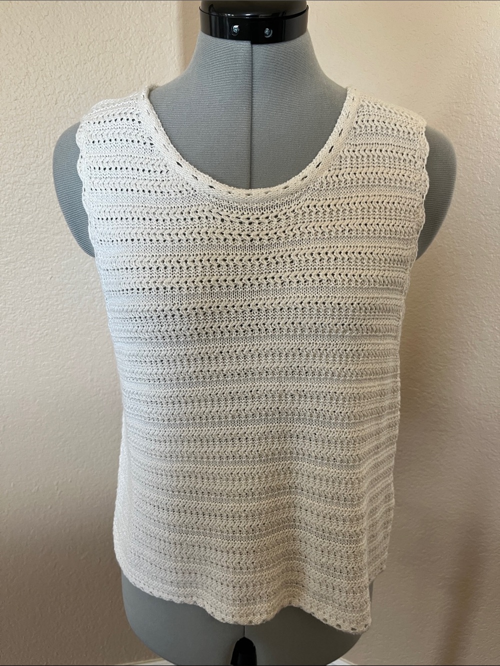 Topshop Cream Crochet Knit Tank